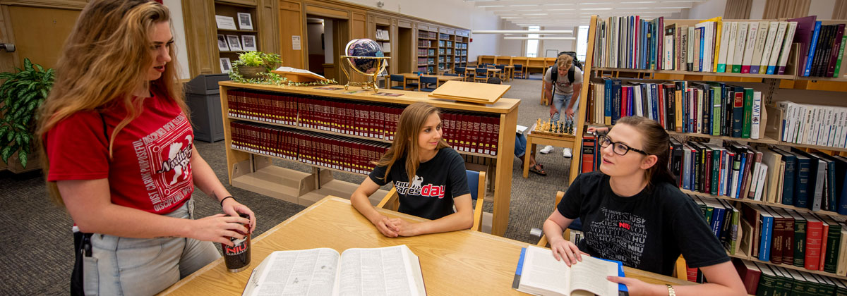 NIU students working together in the Law Library.